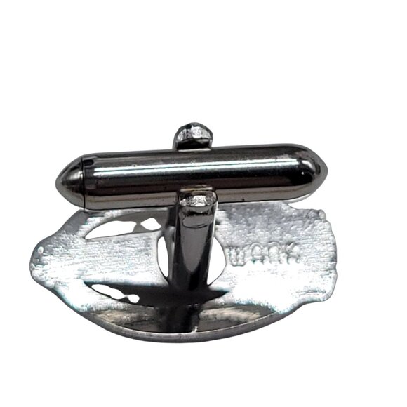 Vintage Swank Silver Tone Cufflinks With Blue Gemstone - Picture 7 of 12